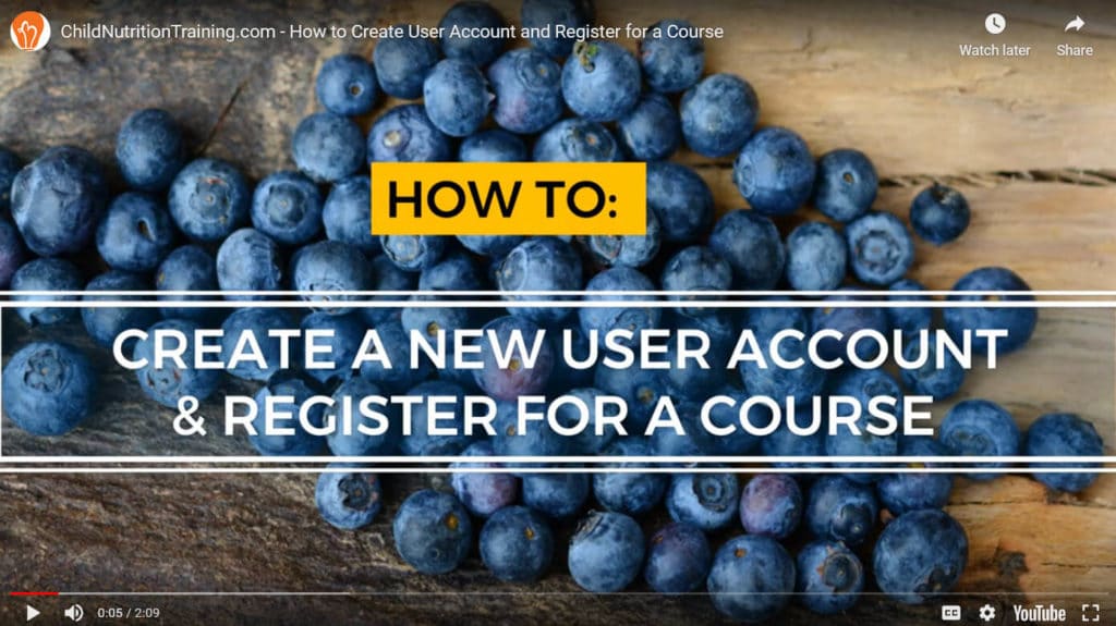 Image displaying thumbnail from tutorial video on how create a new user account and register for a course